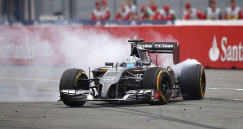 Mid-race burnouts are never a good sign. Germany 2014.