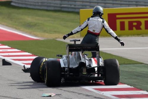 Sutil's great weekend in Texas came to a crunching halt on raceday.